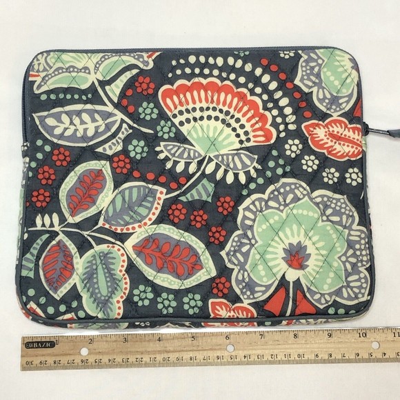 Vera Bradley Nomadic Floral Tablet Zipper Case Sleeve Padded Gray Teal - Picture 2 of 6